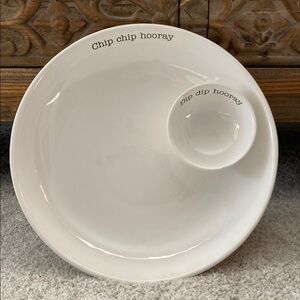 Chip Chip Hooray White Serving Platter and Dip Bowl Set
